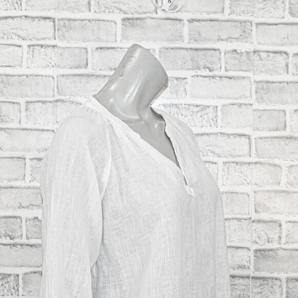 CP SHADES Women's 100% Linen Katie Peasant Top in White Size Small - Picture 7 of 8